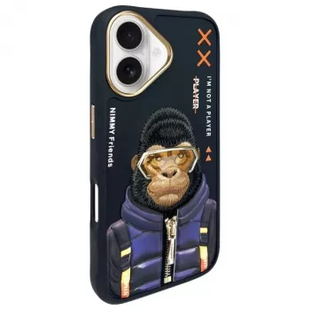 Nimmy Cool&Cute 2.0 Monkey Back Cover for Apple iPhone 16 6.1 inch - Black