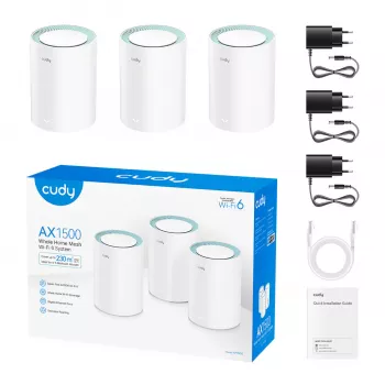 Cudy AX1500 Wi-Fi 6 Gigabit Mesh risinājums 3 komplektā (M1500(3-Pack))