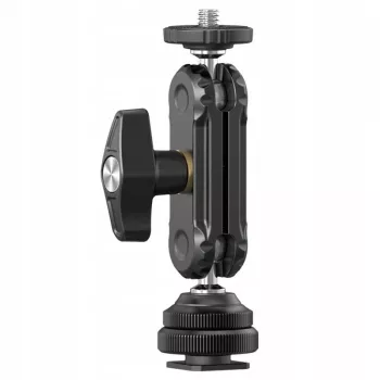 Ulanzi R098 Magic Arm dubultā lodveida galvas artikulējošā roka ar 1/4 inch skrūvi un aukstās kurpes stiprinājumu, melna