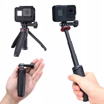 ULANZI MT-09 Mini statīvs, monopods un rokas satvērējs GoPro SJCAM Xiaomi DJI Osmo Action melns