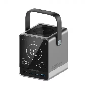 CUKTECH 300W 40000 mAh Power Bank ar bezvadu uzlādi 2x USB-C + 2x USB-A Melns