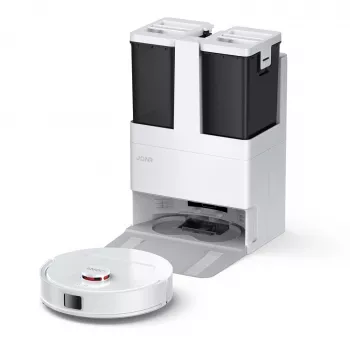 JONR T5 Lite robotu putekļsūcējs ar LiDAR navigāciju, 3000Pa sūkšanas jaudu, 2600mAh akumulatoru, 600ml putekļu tvertni, 250ml ūdens tvertni, mitro slaucīšanu, lietotnes un balss vadību, balts