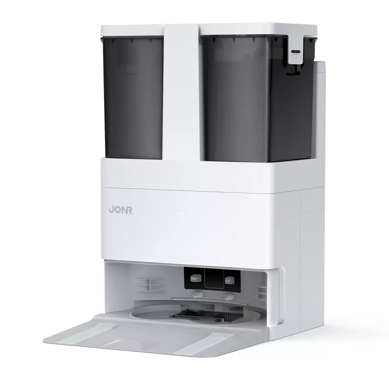 JONR T5 Lite robotu putekļsūcējs ar LiDAR navigāciju, 3000Pa sūkšanas jaudu, 2600mAh akumulatoru, 600ml putekļu tvertni, 250ml ūdens tvertni, mitro slaucīšanu, lietotnes un balss vadību, balts