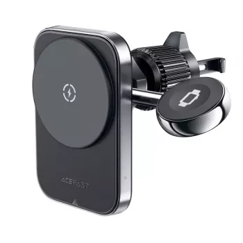 Acefast D18 Auto Turētājs ar MagSafe / Qi Bezvadu Lādētāju + USB-A uz USB-C Kabeli - Melns