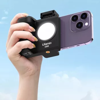ULANZI CG02 Smartphone Grip ar Bluetooth tālvadības pulti un LED gaismu
