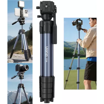 ULANZI TT39 155cm Alumīnija sakausējuma statīvs ar telefona turētāju DSLR, bezspoguļa kamerām un viedtālruņiem