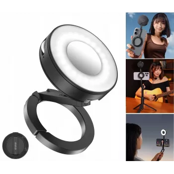 ULANZI ML05 Magnētiskā LED video gaisma ar spoguli, saderīga ar MagSafe, 2500K-9000K, 3W, melna