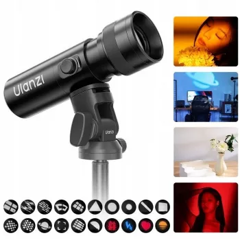 ULANZI LM01 10W LED prožektors ar gobo un krāsu filtriem, tālummaiņu un efektiem