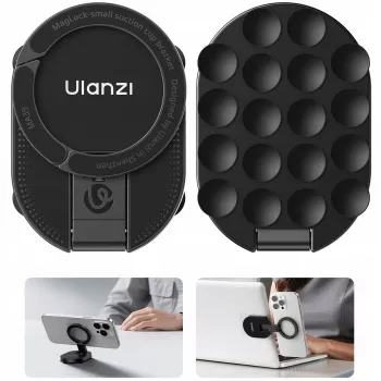 Ulanzi MA39 Magnētiskais telefona turētājs ar piesūcekni automašīnas panelim, vējstiklam, galdam - saderīgs ar MagSafe, 360° rotācija, melns