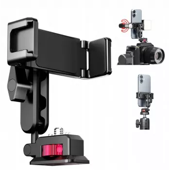 ULANZI MA56 Phone Mount Clamp ar Cold Shoe, 1/4 coll-20 vītni, Arri Anti-Twist tapām, melns