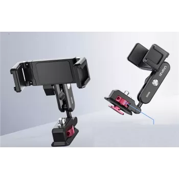 ULANZI MA56 Phone Mount Clamp ar Cold Shoe, 1/4 coll-20 vītni, Arri Anti-Twist tapām, melns