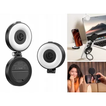 ULANZI LM23 LED Video Light ar spoguli un MagSafe stiprinājumu, 6W divkrāsu 2500K-9000K, 2000mAh akumulators, USB-C, melns