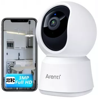 Arenti P2T iekštelpu Wi-Fi kamera 3MP/2K ar panoramēšanu/sasvēršanu un privātuma režīmu