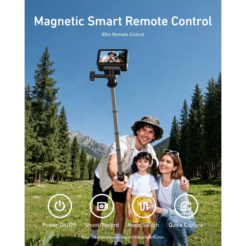TELESIN Selfie Stick Tripod ar Bluetooth tālvadību 80m GoPro Hero 13 12 11 10 9 Max Max2