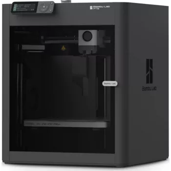Bambu Lab P1S 3D Printer - Pilnībā slēgts CoreXY FDM printeris ar 256x256x256 mm darba laukumu, 500 mm/s maksimālo ātrumu, automātisko pamatnes līmeņošanu, Wi-Fi savienojumu, melns