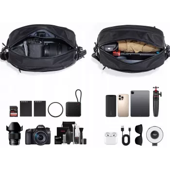 Ulanzi PB038 Travel Sling Bag V2 - Melns, 7L, Ūdensizturīgs