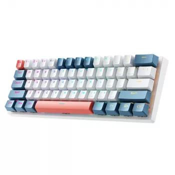 Machenike K500-B61 Vadu mehāniskā spēļu tastatūra, 61 taustiņš, Red Switch, balta-zila