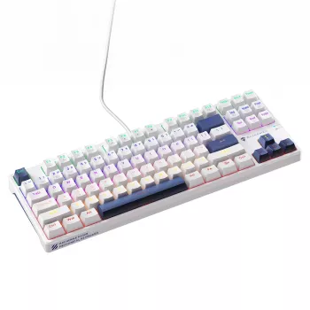 Machenike K500B-B87 Vadu mehāniskā spēļu tastatūra, 87 taustiņu TKL, Red Switch, RGB fona apgaismojums, balta