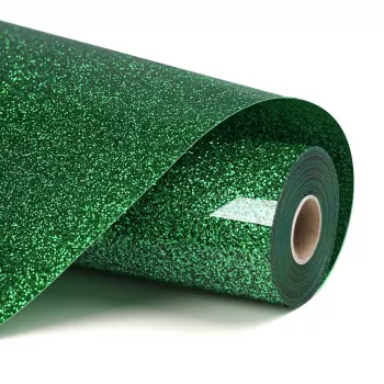 LOKLIK Heat Transfer Vinyl Glitter - Zaļš - 12 collu x 5 pēdu ruļļi