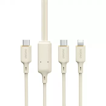 Dudao L7SF 2-in-1 USB-C uz USB-C / Lightning kabelis 100W 1,2m Bēšs