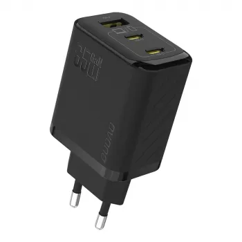 Dudao A29 65W GaN sienas lādētājs 2x USB-C + 1x USB-A Melns