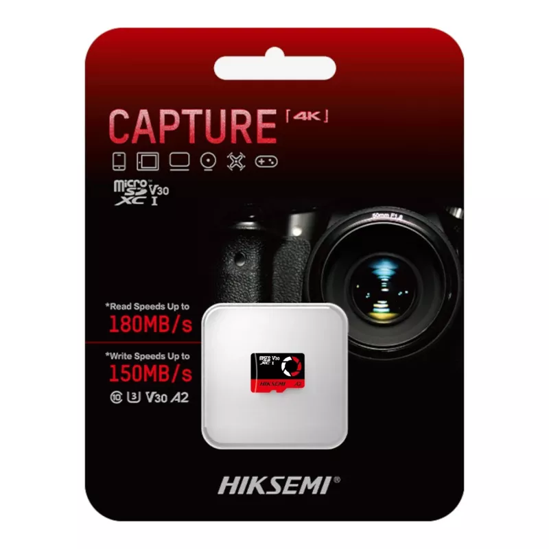 HIKSEMI Capture Series 512GB MicroSDXC atmiņas karte UHS-I U3 V30 A2 180MB/s lasīšana 150MB/s rakstīšana TLC