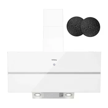 ISEASY TV1390D4-CC-I2 Sienas skursteņa tvaika nosūcējs 90cm 750m³/h Nerūsējošais tērauds Melns stikls