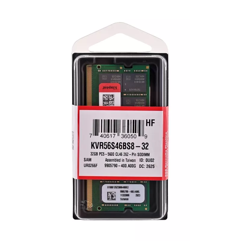 Kingston Technology KVR56S46BS8-32 32 GB DDR5 5600 MT/s SO-DIMM atmiņas modulis