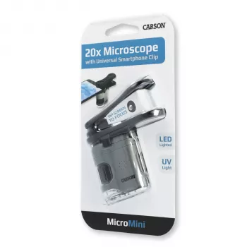Carson MicroMini 20x rokas portatīvais mikroskops ar LED apgaismojumu - Melns