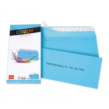 ELCO Color aploksne C5/6 (114 x 229 mm), bez lodziņa, pašlīmējoša, 100 g/m², zila, 25 gab. (74617.32)