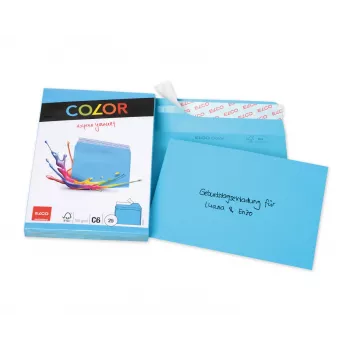 ELCO Color aploksne C6 (114 x 162 mm), bez lodziņa, pašlīmējoša, 100 g/m², zila, 25 gab. (74634.32)