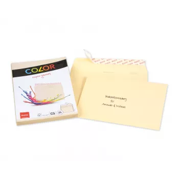 ELCO Color aploksne C5 (162 x 229 mm), bez lodziņa, pašlīmējoša, 100 g/m², krēmkrāsas (chamois), 25 gab. (74618.41)