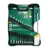 SATA 13-Daļu Dubultā Sprūdrata Kombinēto Uzgriežņu Atslēgu Komplekts ar X-Beam Dizainu, Metrisks, 8-21 mm, Hroma Vanādija Tērauds, Pūšanas Formēts Futrālis