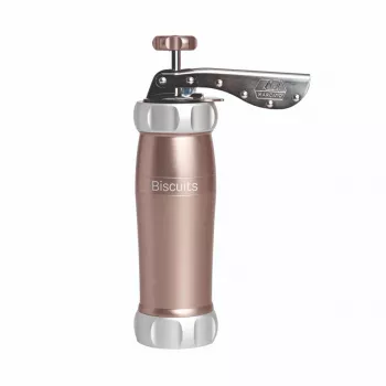 Marcato Pastry Press Powder Pink - Manuāla cepumu prese ar 20 uzgaļiem