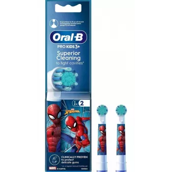 Oral-B EB10S Spiderman Replacement Toothbrush Heads, 2 Pack, Extra Soft, Kids 3+