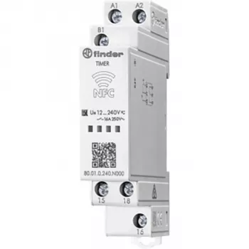 Finder 80.01.0.240.N000 Multifunkciju laika relejs, 240 V AC/DC, 2 s - 24 h, 1 CO, skrūvju spaile, 17,5 mm
