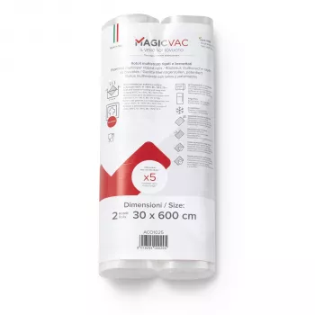 Magic Vac 2 Vakuuma iepakojuma plēves ruļļi ar etiķeti 30 cm x 6 m