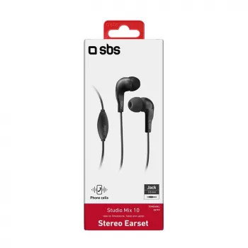 SBS TEINEARKL Iekšējās auss austiņas ar mikrofonu - Melna - Vadu - 1.2m kabelis - 3.5mm ligzda - Zvaniem un mūzikai