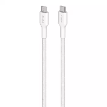 PURO Fabric Heavy Duty Braided USB-C to USB-C Cable 1.2m White