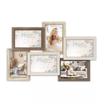ZEP Trani 6Q SH566 MDF Daudzfoto Galerijas Rāmis 6 Fotogrāfijām 10x15cm Melns