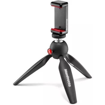 Manfrotto PIXI Smart Mini Tripod ar telefona stiprinājumu - Melns