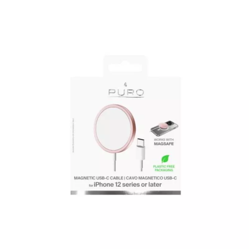 PURO Magnetico MagSafe Wireless Charger 1m – Rozā