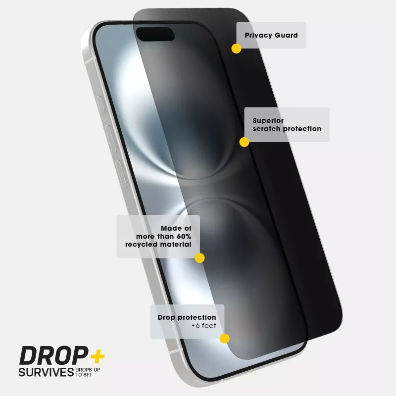 OtterBox Premium Pro Privacy Glass for iPhone 16 Pro Clear
