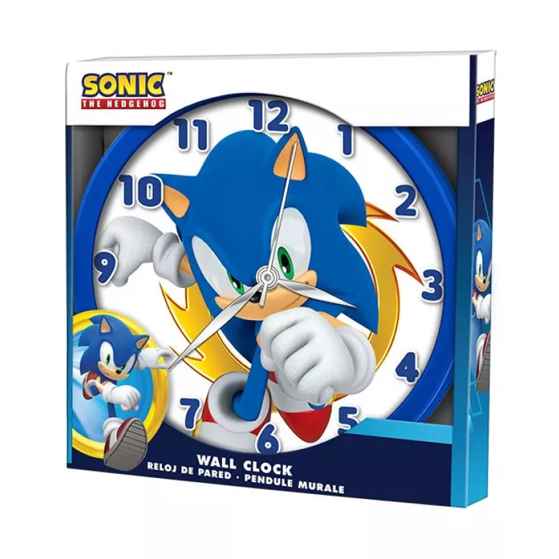KIDS Sonic The Hedgehog sienas pulkstenis 25 cm apaļš plastmasas analogais kvarcs daudzkrāsains