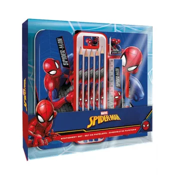 KIDS 11-in-1 Spider-Man School Stationery Set with Pencil Case, Colored Pencils, A5 Notebook, and More