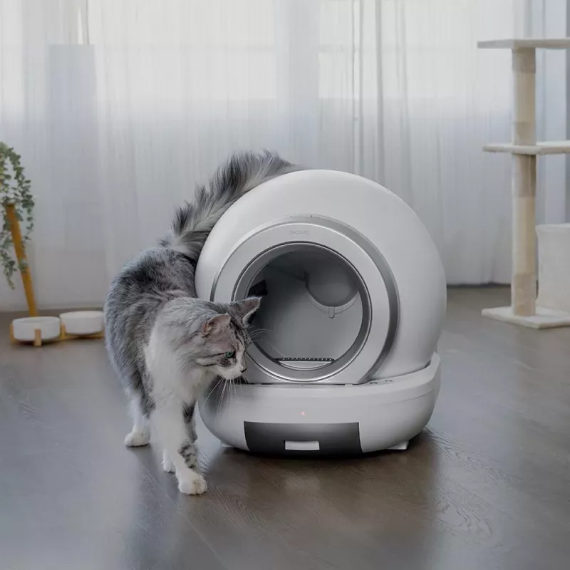 Cecotec Pumba 7000 CleanKitty Compact Connected Pašattīroša kaķu tualete, Wi-Fi, 10L atkritumu tvertne, 6L pakaišu ietilpība, automātiska rotācija, drošības sensori, viedtālruņa lietotne