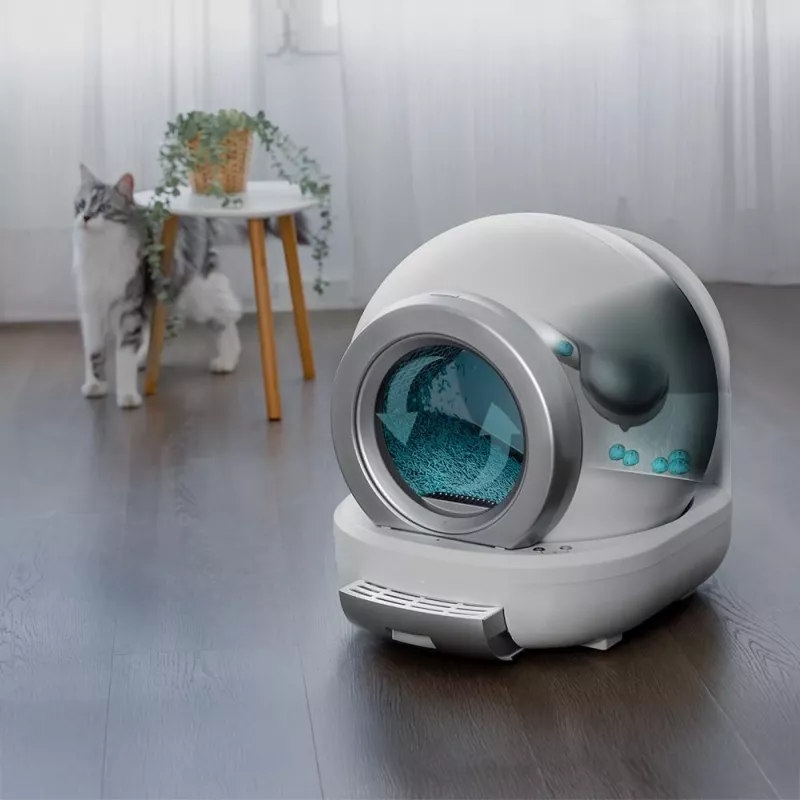 Cecotec Pumba 7000 CleanKitty Compact Connected Pašattīroša kaķu tualete, Wi-Fi, 10L atkritumu tvertne, 6L pakaišu ietilpība, automātiska rotācija, drošības sensori, viedtālruņa lietotne