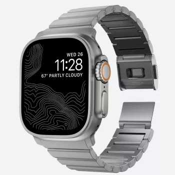NOMAD Titanium Band V3 - Natural Titanium Brushed Metal Bracelet for Apple Watch 46mm/49mm