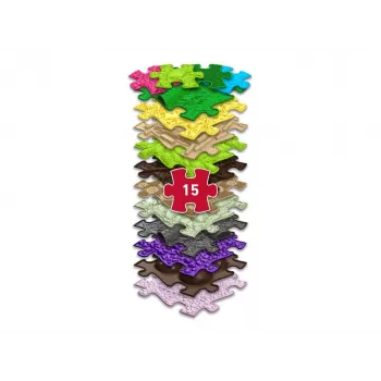 MUFFIK Orthopedic Sensory Mat Set 15-in-1 Interlocking Puzzle Tiles for Valgus Foot Correction, 15 Pieces, Multi-Colored