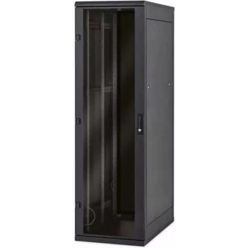 TRITON 19 collu grīdas skapis 18U 600x600mm Melns ar rūdīta stikla durvīm, kravnesība 800 kg